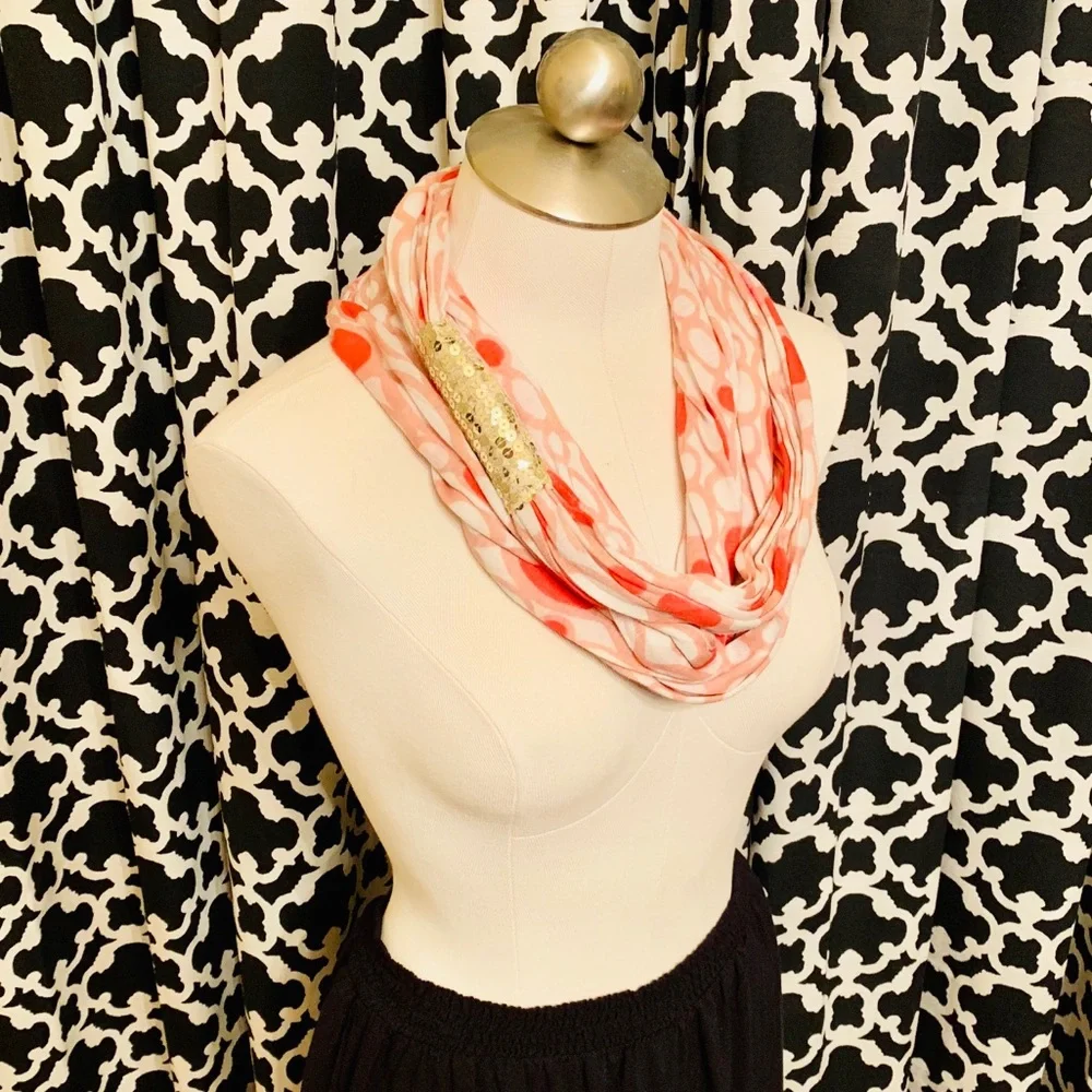 Fossil Pink & Gold Sequin Infinity Scarf